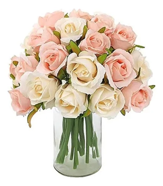 FLORES ARTIFICIALES 24 PZS ROSAS DECORATIVAS - 1