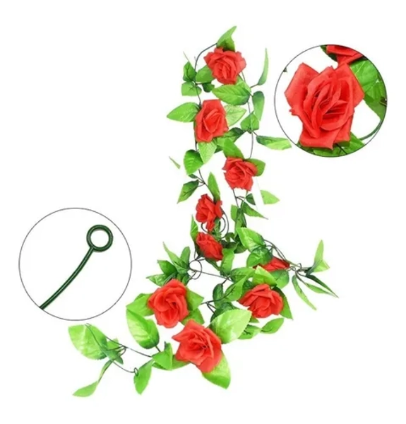 ENREDADERA ROSAS ROJAS ARTIFICIALES - 1