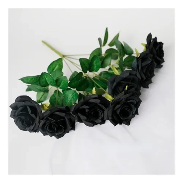 ROSAS NEGRAS ARTIFICIALES 5 UDS HALLOWEEN - 3