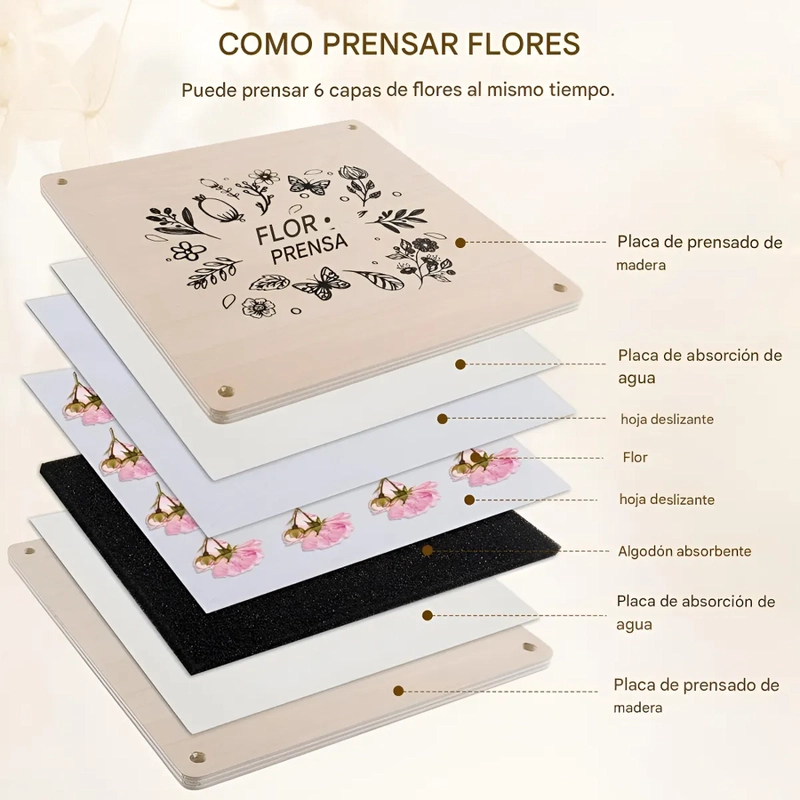 KIT PRENSAS DE FLORES Y PLANTAS ESTAMPADO FLORAL - 4