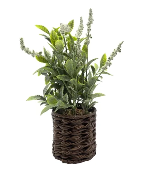 PLANTA LAVANDA ARTIFICIAL MACETERO RATAN - 1