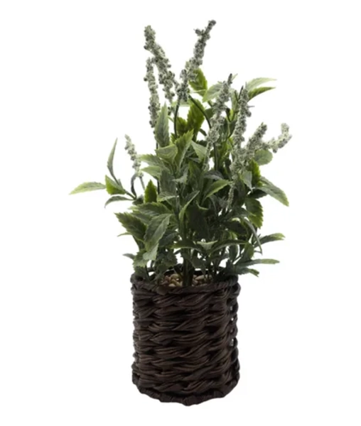 PLANTA LAVANDA ARTIFICIAL MACETERO RATAN - 2