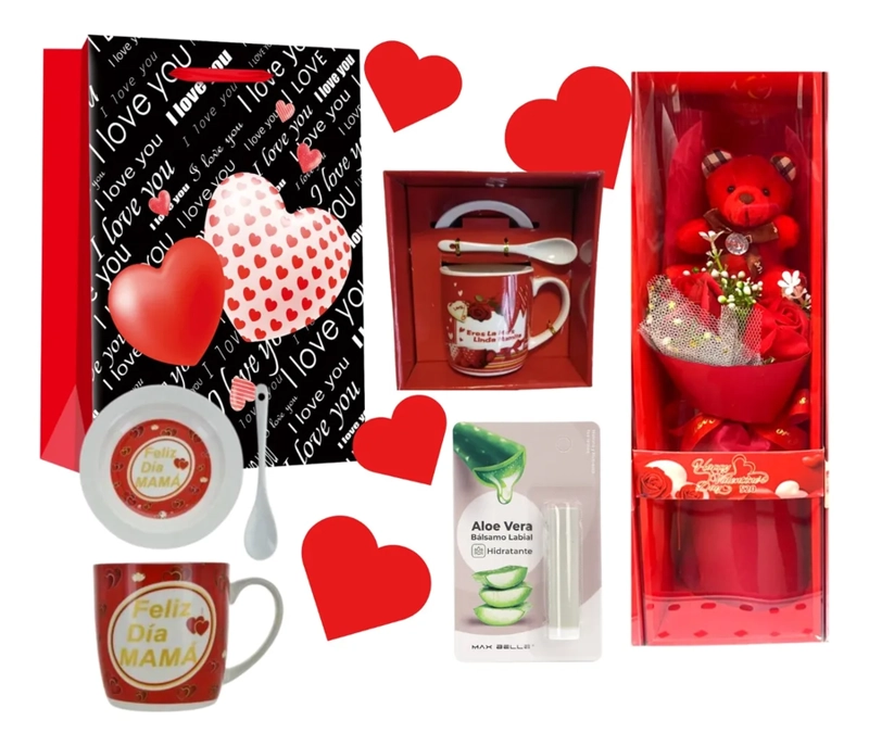 TAZA CON ROSAS Y OSITO REGALO DIA MADRE - 1