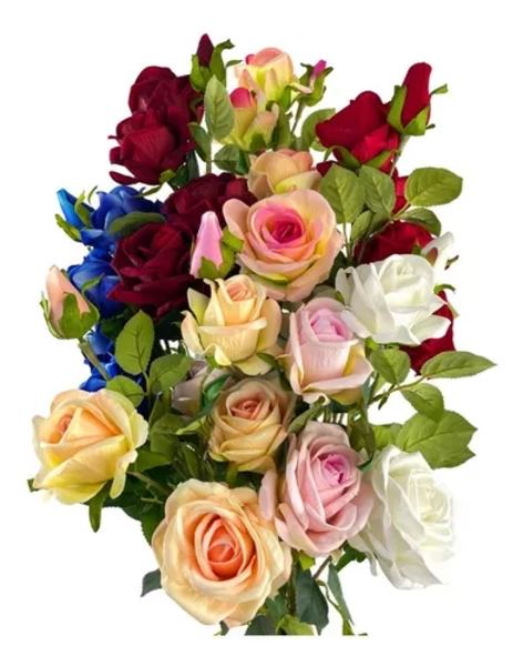 RAMO ROSAS ROSADAS ARTIFICIALES 82 CM - 3