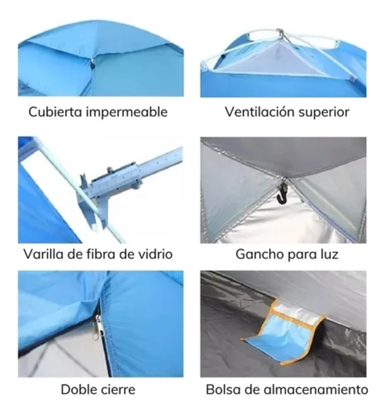 CARPA 2-3 PERSONAS INSTANTANEA UV COLOR CELESTE - 3