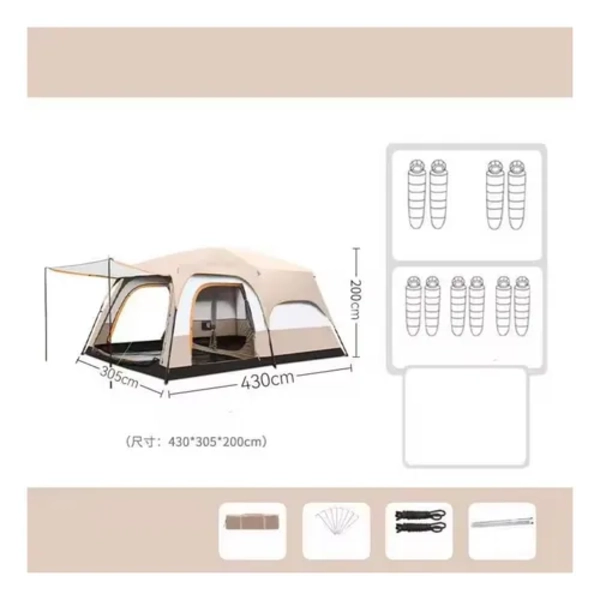 CARPA INSTANTANEA FAMILIAR 8-12 PERSONAS DOBLE CAPA - 3
