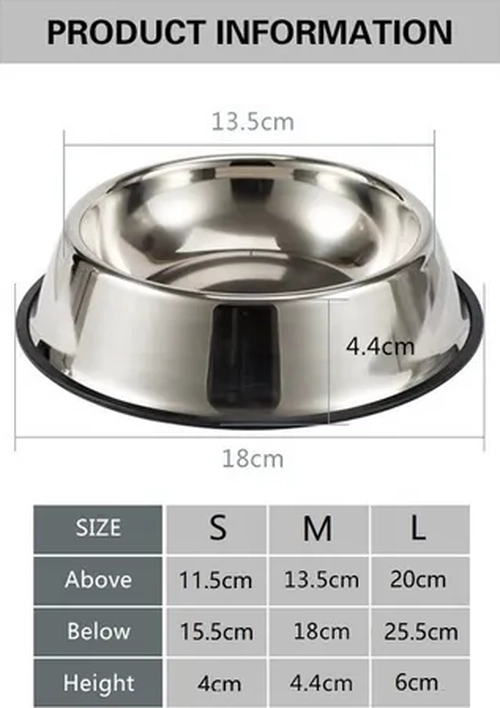 PLATO ACERO INOXIDABLE MASCOTAS 12CM TALLA S COLOR PLATA - 4