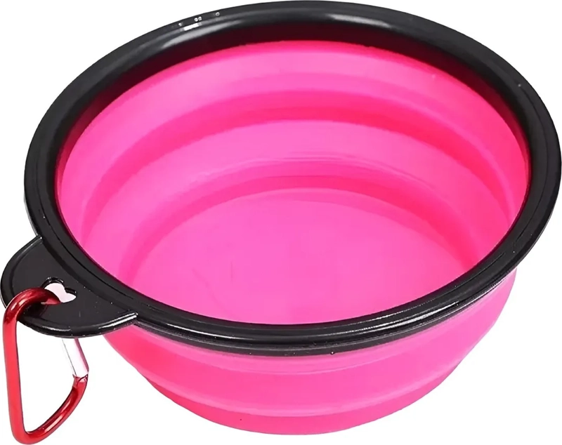 PLATO GOMA PLEGABLE PORTATIL MASCOTAS COLOR ROSADO - 1