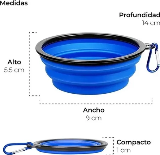 PLATO GOMA PLEGABLE PORTATIL MASCOTAS COLOR ROSADO - 7