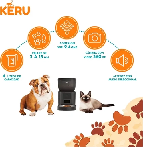COMEDERO AUTOMATICO INTERACTIVO KERU COLOR NEGRO - 6