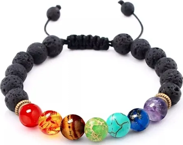 PULSERA PIEDRAS VOLCANICAS 7 CHAKRAS - 1