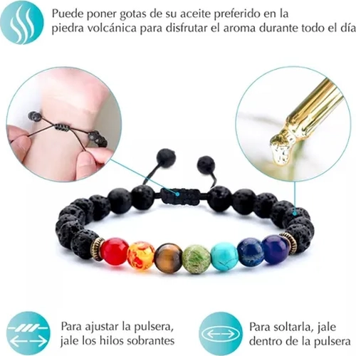 PULSERA PIEDRAS VOLCANICAS 7 CHAKRAS - 4