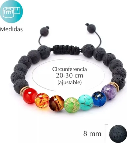 PULSERA PIEDRAS VOLCANICAS 7 CHAKRAS - 6