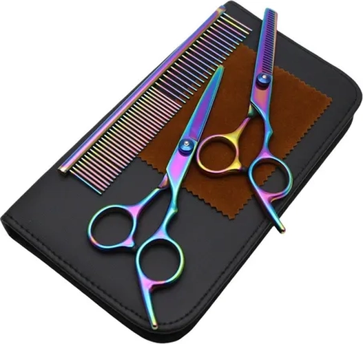 KIT TIJERAS ESTUCHE + FILO NAVAJA + ENTRESACADORA - 1