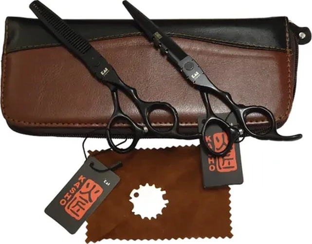 SET TIJERA PELUQUERIA NAVAJA + ESCULPIDORA 6'' - 4