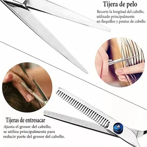 KIT TIJERAS PELUQUERIA 10 UNIDADES COLOR NEGRO - 2