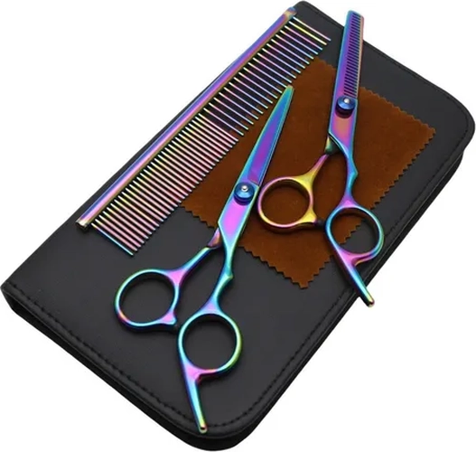 SET TIJERAS CORTE FILO NAVAJA + PEINE Y ESTUCHE - 3