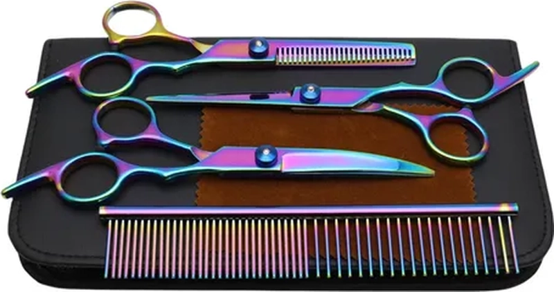 SET TIJERAS CORTE FILO NAVAJA + PEINE Y ESTUCHE - 10