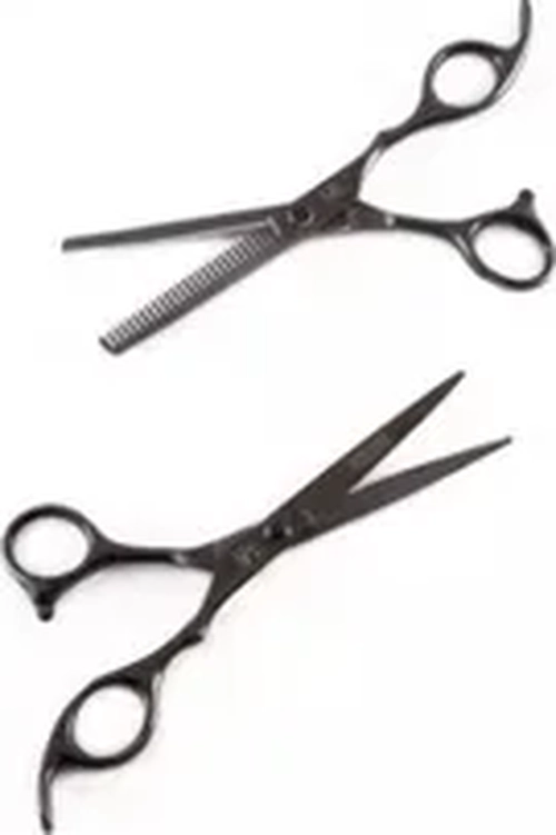 SET TIJERAS FILO NAVAJA + ESCULPIDORA COLOR NEGRO - 1