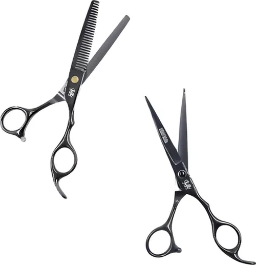 SET TIJERAS FILO NAVAJA + ESCULPIDORA COLOR NEGRO - 3