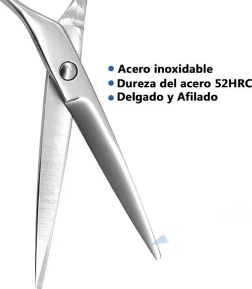 TIJERA PELUQUERO FILO NAVAJA PROFESIONAL COLOR AZUL - 3