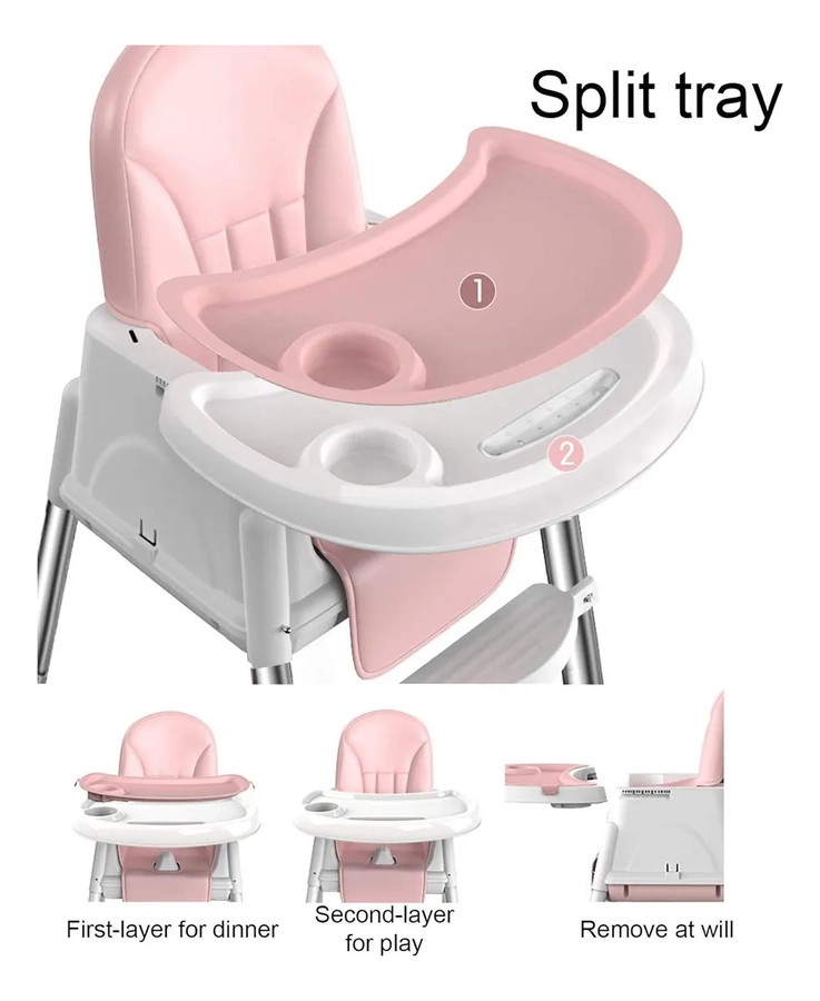 SILLA COMER ESHOPANGIE 2 EN 1 PLEGABLE COLOR ROSA - 4