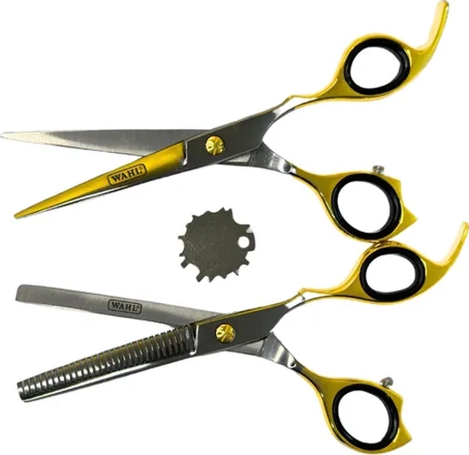 SET TIJERAS WAHL 6'' FILO NAVAJA + ESCULPIDORA - 1