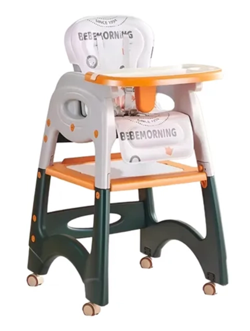 SILLA COMER MULTIFUNCIONAL CON RUEDAS VOYAGE COLOR NARANJA - 1
