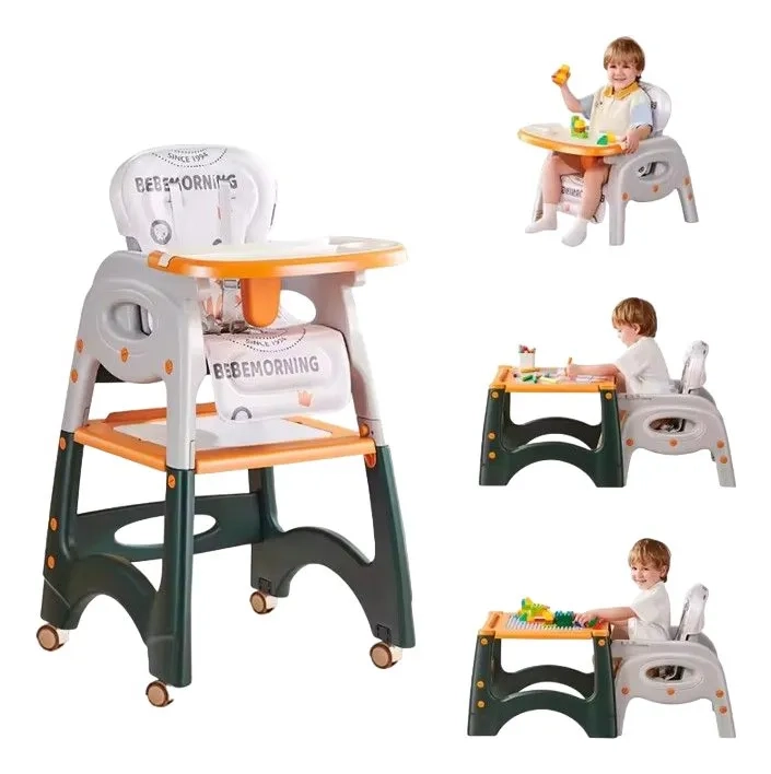 SILLA COMER MULTIFUNCIONAL CON RUEDAS VOYAGE COLOR NARANJA - 3