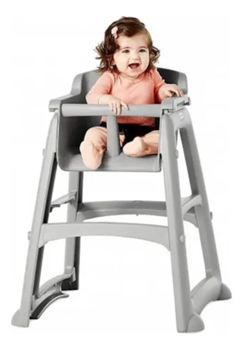 SILLA BEBE  CON RUEDAS Y BANDEJA COLOR GRIS - 3