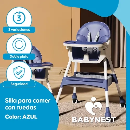 SILLA COMER SOFT BABYNEST PORTATIL 2 EN 1 CON RUEDAS - 7