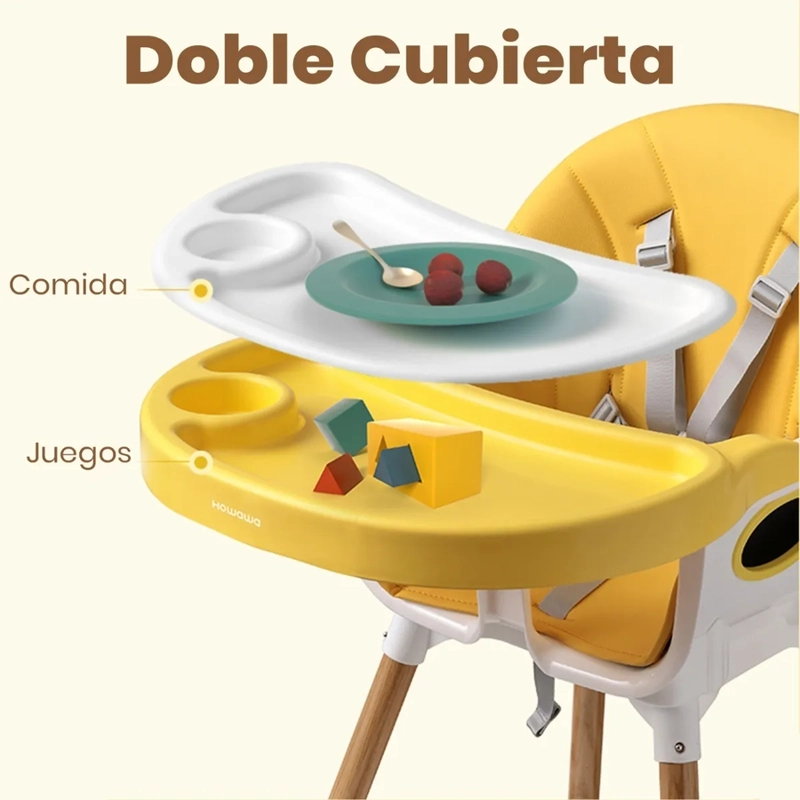 SILLA COMER 2 ALTURAS FUNDAS + CINTURON AMARILLO NORDICO - 4