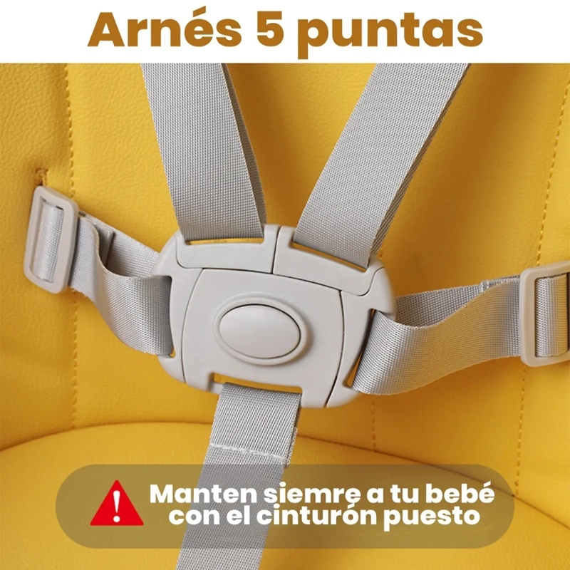 SILLA COMER 2 ALTURAS FUNDAS + CINTURON AMARILLO NORDICO - 5