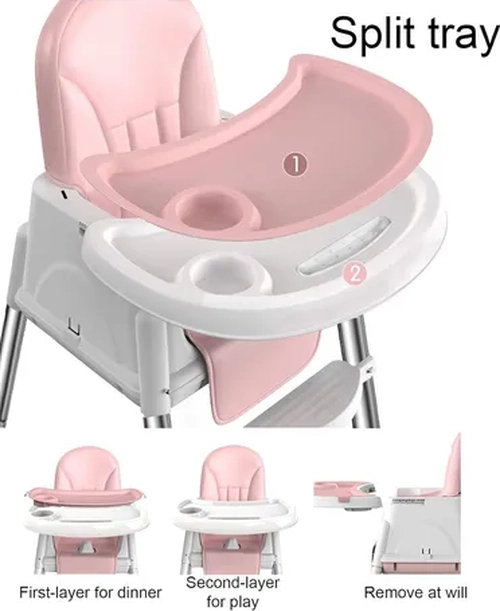 SILLA COMER ESHOPANGIE 2 EN 1 PLEGABLE COLOR ROSADO - 2
