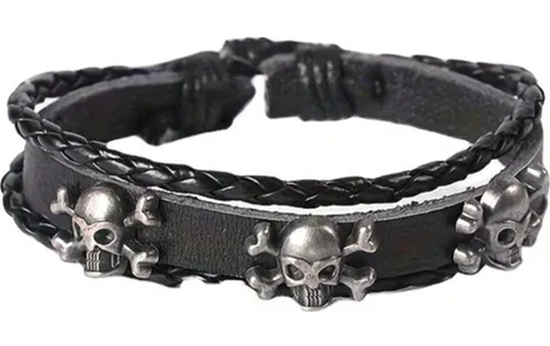 SET 5 PULSERAS ESTILO VIKINGO PUNK CALAVERAS - 1