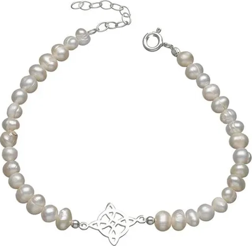 PULSERA NUDO BRUJAS PLATA FINA CON PERLAS - 1