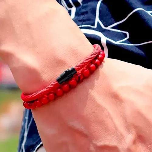 PULSERA ROJA PIEDRAS PROTECCION HOMBRE/MUJER - 3