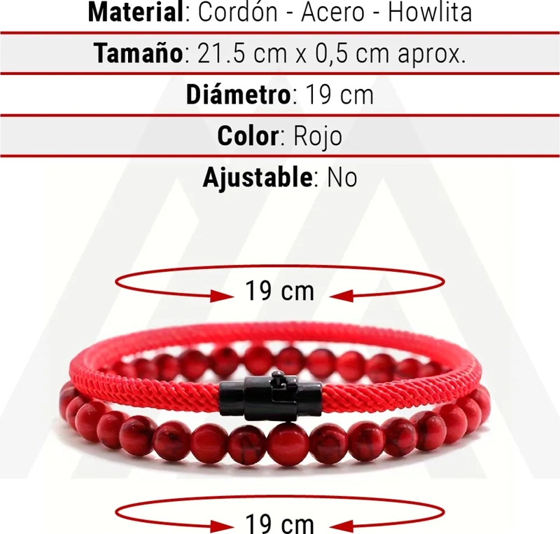PULSERA ROJA PIEDRAS PROTECCION HOMBRE/MUJER - 4