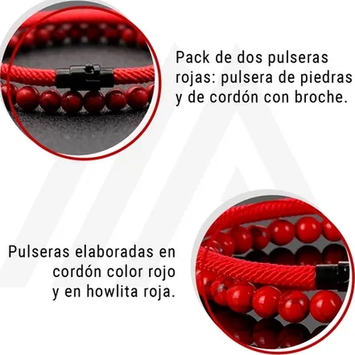 PULSERA ROJA PIEDRAS PROTECCION HOMBRE/MUJER - 10
