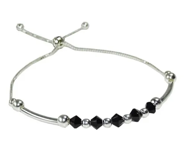 PULSERA AJUSTABLE PLATA CRISTALES DARK - 1
