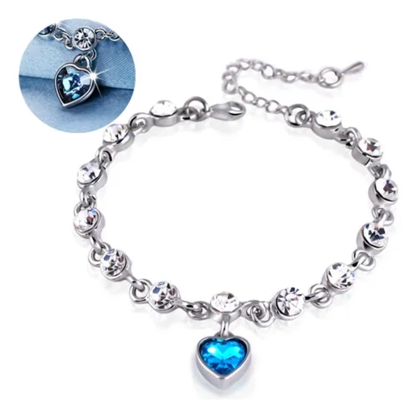 PULSERA PLATA 925 PIEDRA AZUL REGALO VACACIONES - 1