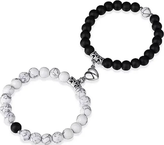 PULSERA PAREJA CORAZON IMAN HOWLITA AMOR - 1