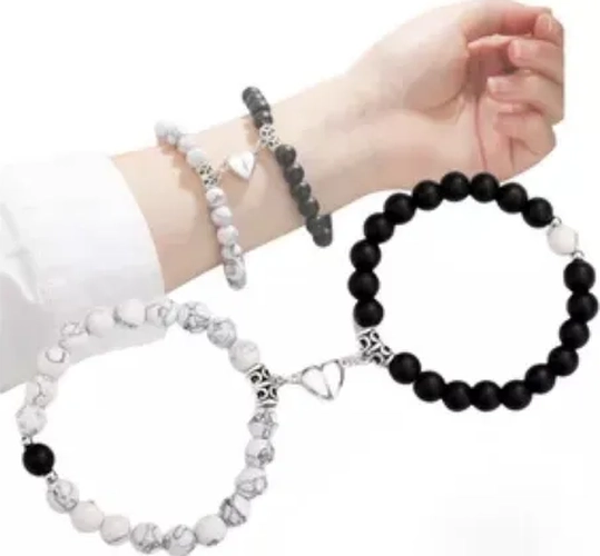 PULSERA PAREJA CORAZON IMAN HOWLITA AMOR - 2