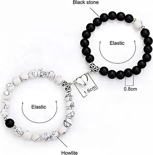 PULSERA PAREJA CORAZON IMAN HOWLITA AMOR - 3