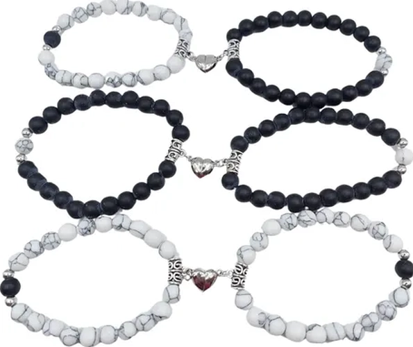 PULSERA PAREJA CORAZON IMAN HOWLITA AMOR - 4