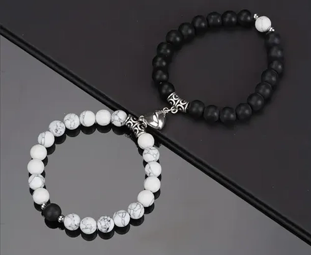 PULSERA PAREJA CORAZON IMAN HOWLITA AMOR - 5