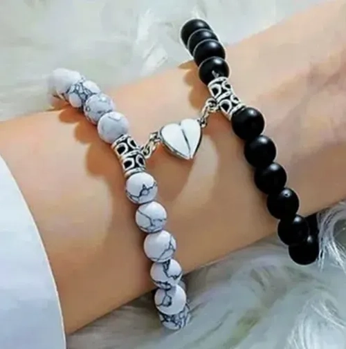 PULSERA PAREJA CORAZON IMAN HOWLITA AMOR - 6