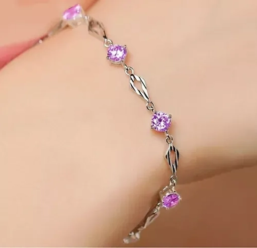 PULSERA AMATISTA LILA PLATA S925 - 2