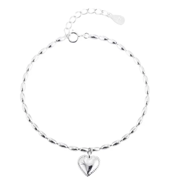 PULSERA PLATA 925 GRANO ARROZ CORAZON - 1