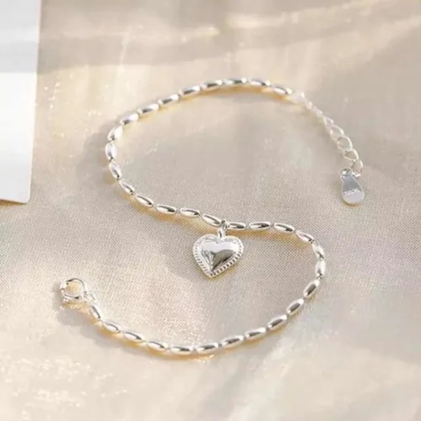 PULSERA PLATA 925 GRANO ARROZ CORAZON - 3